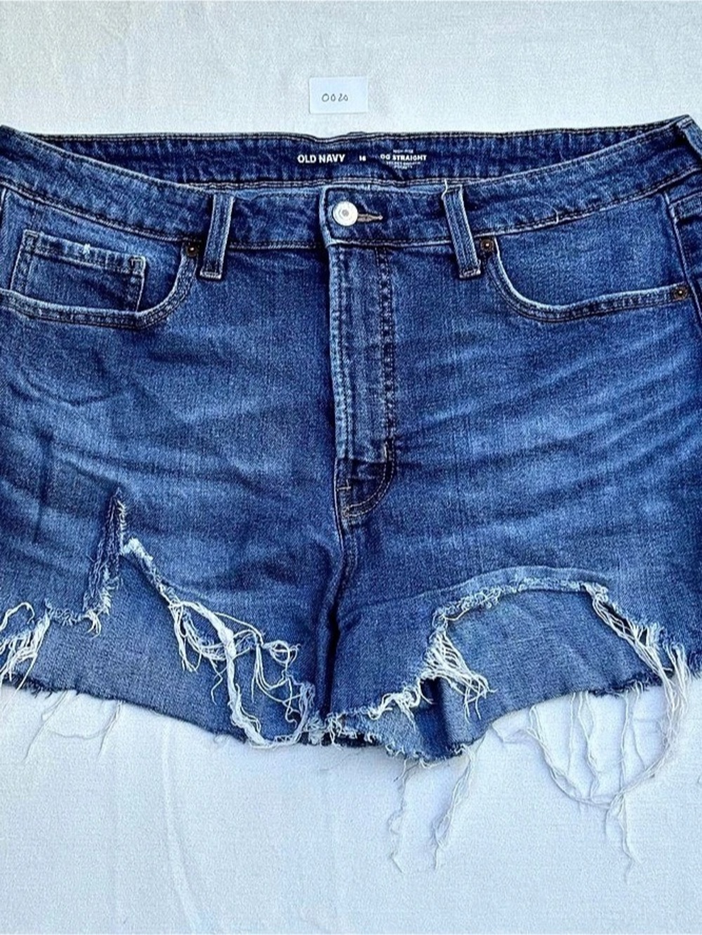 Old Navy High-Waisted OG Straight Ripped Jean Shorts Blue Size 16